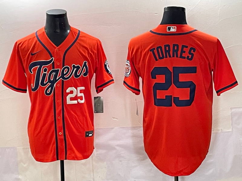 Men 2025 Detroit Tigers #25 Torres orange Nike MLB Jersey style 7